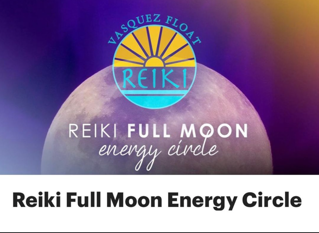 Reiki Full Moon Energy Circle overlaying a image of the full moon